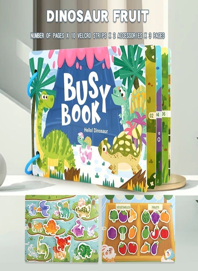 MTL Montessori Busy Book for Babies – Early Learning Quiet Book Educational Matching Toy for Kids (Dinosaur) - Image 2